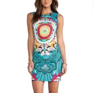 Mara Hoffman Jungle Trip Dress Sleeveless Print Bodycon Colorful Leopard‎ Teal